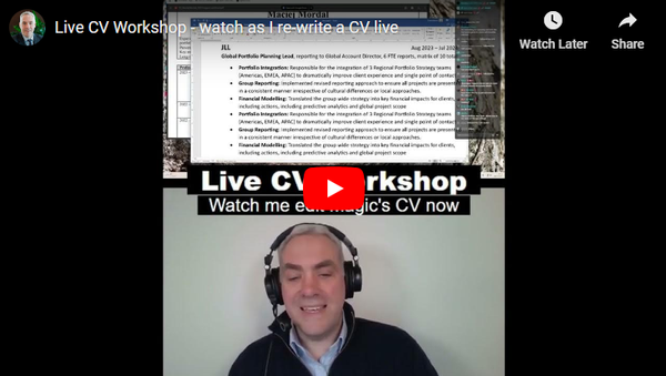 Watch me rewrite a CV during my CV Workshop session last night